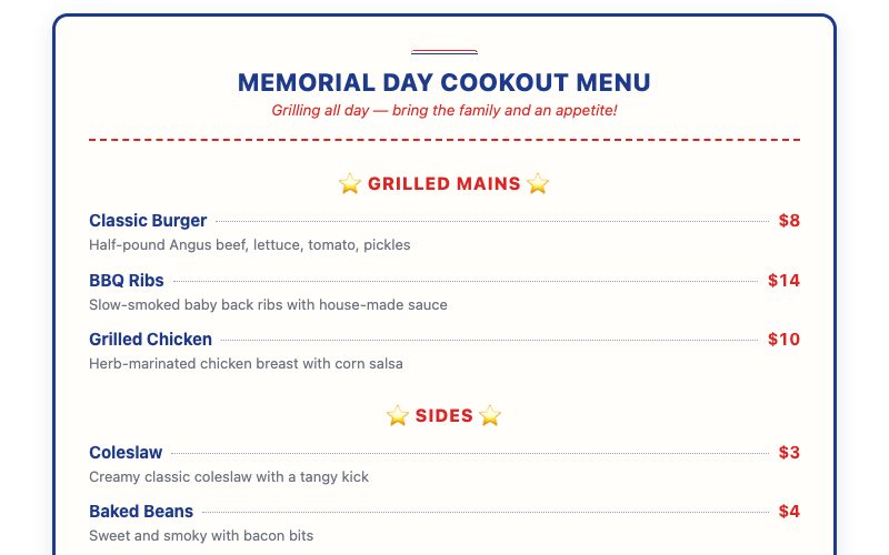 Memorial Day Cookout